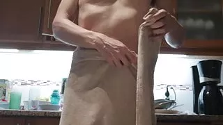Smooth daddy dropping his towel