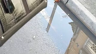 Romanian prostitute gives blowjob on the street