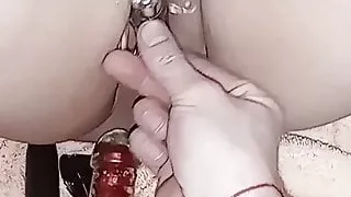 My wife's friend toying her pussy