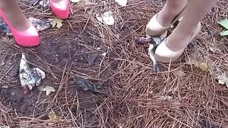 Two Sexy Milfs Crushing Fish In High Heels