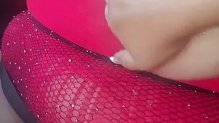 Big ebony huge titties getting played with while driving