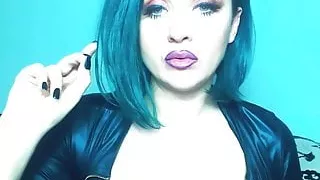 Russian brunette bitch shows her pussy standing doggy style