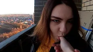Blowjob On The Balcony Of The 20th Floor. Nice View