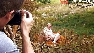 VISIT-X Voyeur films masturbating chubby blonde BBW MILF