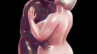 2B 3d CG animation sex Big tits