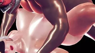 2B 3d CG animation sex Big tits