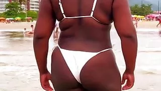 Cute Black Milf in the beach