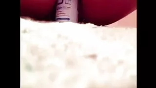 horny amateur girl masturbating ass with deo bottle