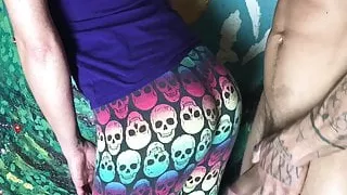 CFNM dick play in yoga pants