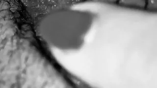Close-up pussy playing (black & white)