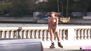 She Rollerblades Naked Down A Busy Street