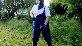 Gartenhündin scharrt im Freien