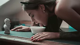 Sanktor 056 - Tattooed Teen In The Bath With Milk