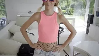 Sexy slim blonde Missy Luv hardcore fucking with Erik