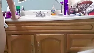 Hot wife gets ready for shower