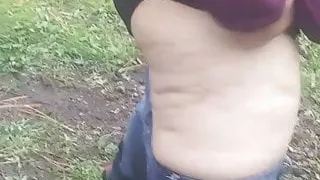 Bbw pissing outside