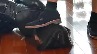 fejira com Fetish slave wearing leather catsuit