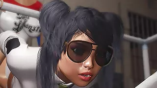 Harley Quinn plays with a female prison officer in prison