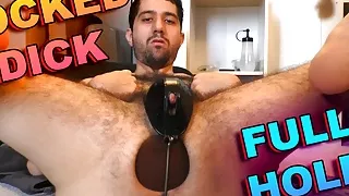 Struggling in full chastity belt with dildo locked up my ass