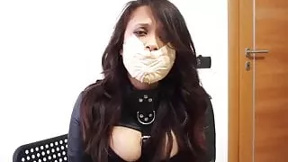 Fragiledesires Tape Gagged in Straitjacket and Heels Bondage