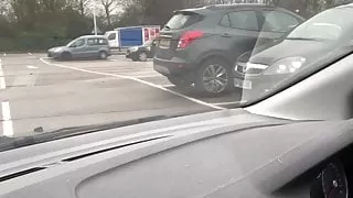 Public carpark wank in stockings panties bodysuit cumshot