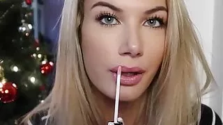ASMR Lipgloss Application Sabrina lipstick glossy lips JOI