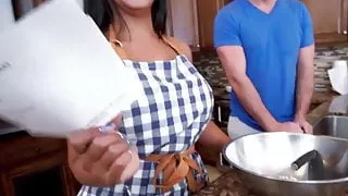 Big booty Latina bakes cookies, then rides cowgirl
