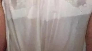 Crossdresser Peeing in panties and diaper cover