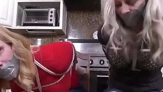 Two MILFs Duct Tape Gagged in Boots Bondage