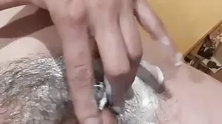 A big french hairy pussy shaving