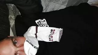 A German BiBoy with fat balls sniffed his smelly white Socks