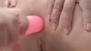 Amateur lesbian teen gets her tight ass fucked in the bath