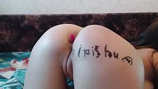 Girl does standing doggystyle and shows her tight pussy
