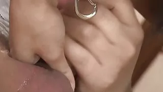 Tied up teen blows them all then gets a cream filled pussy