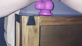 Wifey fucks big black dildo