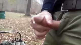 Caught jerking off outside at the park but still finished.