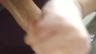 Stroking hubby's big cock