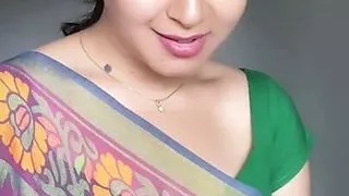 sexy Indian Aunty Sexy Green Saree