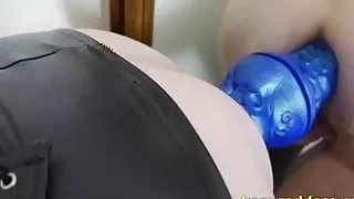 Stunning big tits redhead with her ass filled to bursting