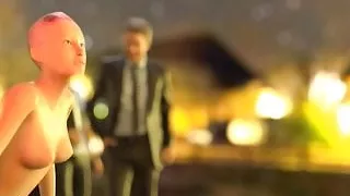 Hot 3d girl doing crazy things in front of the people