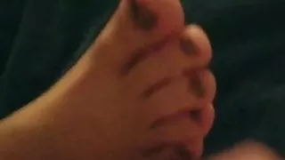 Little bit of cum for her toes