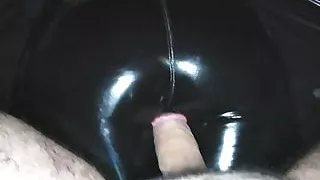 Cum on ass in vinyl leggings