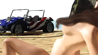 Hot sex! Sexy young woman gets fucked on the beach