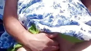 Husband films his wife masturbating and cums over her tits