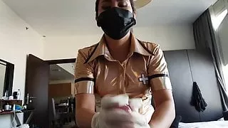 DOMINAFIRE: Nurse edging with latex gloves