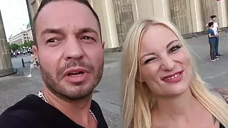 Public flashing and sex in Berlin with blonde teen slut