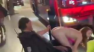 Lucky old guy enjoying a little performance in public