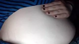 Obese girl has a huge meal