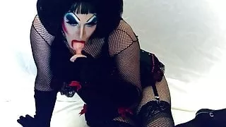 Heavy Makeup SlutDebra sucks butt plug ass to mouth