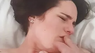 Very horny fatty touching her pussy